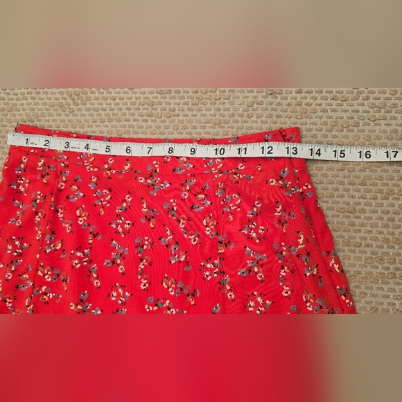Lulus Bliss Me Red Floral Print Midi Skirt Size Small - Picture 8 of 9